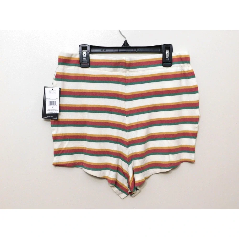 JR540 Volcom Juniors' Multi Color Striped Dance Strides Shorts Size M